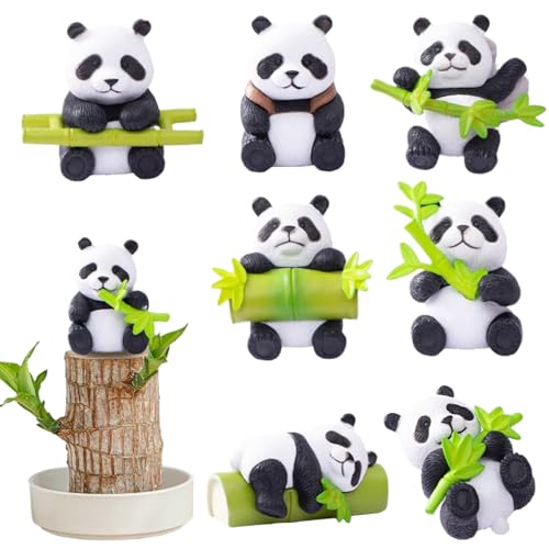 Porgeel 8pcs Brasilianische Holzpflanze Orament 8 Style Brazilwood Pflanze Süßes Panda Dekor Mini Panda Tier Brasilianisch Glücksholz für Innendesktop -Dekoration von Porgeel