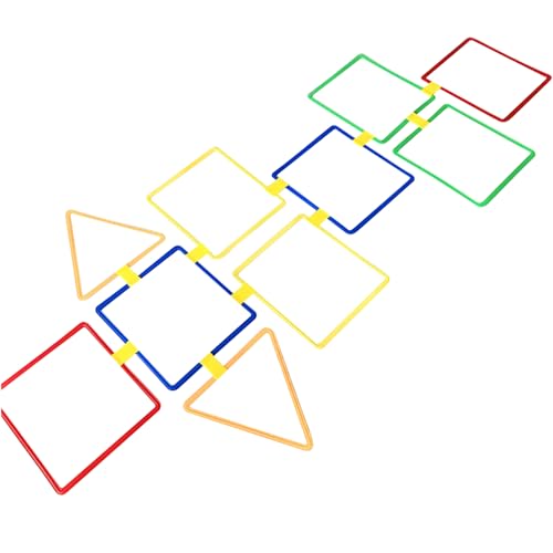 Porgeel Himmel-und-Hölle-Spiel 10 Stück Himmel-und-Hölle-Ringe 15 Zoll Quadrat & Dreieck mehrfarbige Agility-Ringe Hindernisparcours Spaß beim Spielen im Freien für Kinder von Porgeel