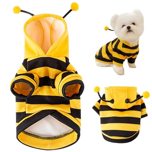 Porgeel Hundebienkostüm süß ＆ Lustige Bienenhunde Kostüm mit D Ringgröße XL Soft Dog Hoodie Winter -Outfit Halten Sie Haustiere für kleine Hund Cosplay, Weihnachten, Halloween von Porgeel