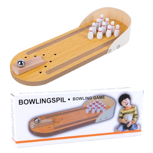 Porgeel Mini Bowling Set für Kinder Holz Mini Bowling Interaktiver Eltern-Kind-Schreibtisch Spielzeug polierte Entwicklung entspannter Mini Bowlingspiel von Porgeel