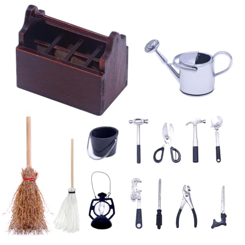 Porgeel Miniatur-Toolbox 14pcs Dollhouse Tool Kit Multifunktional 1/12 Maßstab Zubehör Lustige tragbare Pit Mini Toolbox für DIY-Handwerksstil 1 1 von Porgeel