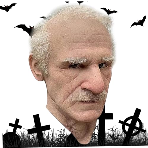 Porgeel Old Man Mask Realistic Halloween Falten weißen Haar von Porgeel