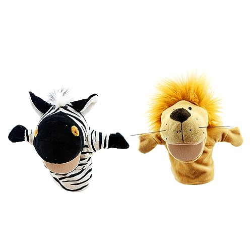 Porgeel Tierpuppen 2pcs Cartoon Tierhandpuppen Plüsch Handpuppen Zebra Plüsch Handpuppen für Kindergartenschule von Porgeel