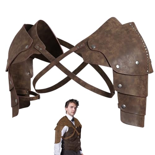 Ritterpanzerung, doppelte Pauldron -Schulter -Rüstung verstellbares Faux PU Leder mittelalterlicher Rüstung, Vintage Viking für Rollenspiele Cosplay von Porgeel