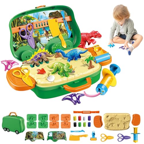 Spielen Sie Teig Set für Kinder farbenfrohe DIY-Dinosaurier Playtough Developmental Cute Play Teig praktisch Baby Safe Playdough für Kindergärtner Geburtstagsgeschenk von Porgeel