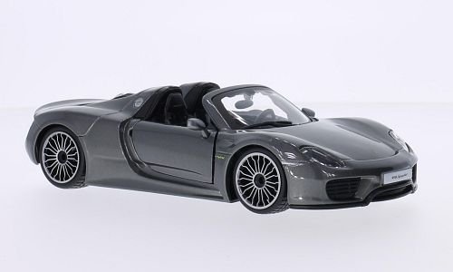 Porsche 918 Spyder, metallic-dunkelgrau, Modellauto, Fertigmodell, Bburago 1:24 von Porsche