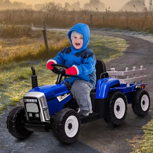 12V Elektro-Traktor Mit Anhänger & Fernbedienung Für Kinder 3-6 Jahre – 7-LED Scheinwerfer, 2+1 Gänge, MP3-Player, USB 12V Elektro-Traktor Mit Anhänger & Fernbedienung Für Kinder 3-6 Jahre – 7-LED Scheinwerfer, 2+1 Gänge, MP3-Player, USB von PortoAlegre