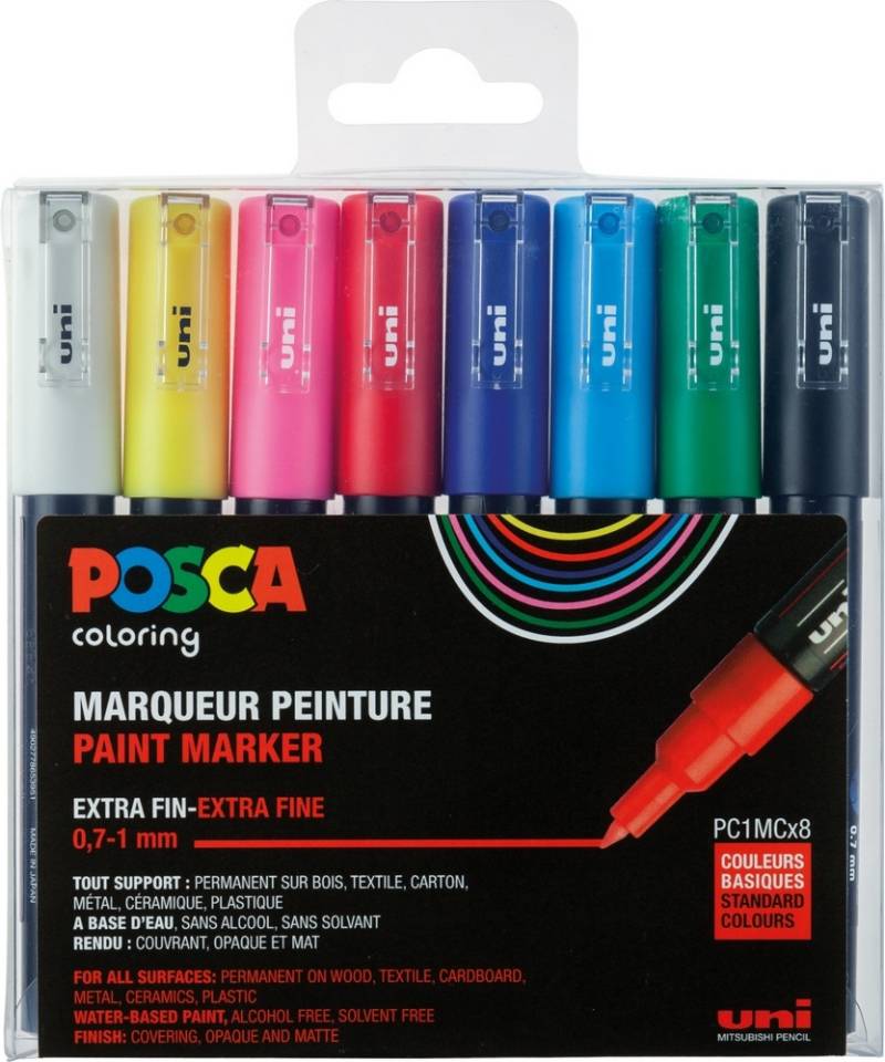 Posca Marker Grundfarben Set 8 Stk. PC-1MC rundspitze von Posca