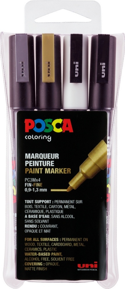 Posca Marker Metallic Set 4 Stk. PC-3M rundspitze von Posca