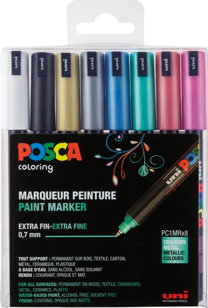 Posca Marker Metallic Set 8 Stk. 0,7mm kalibriert von Posca