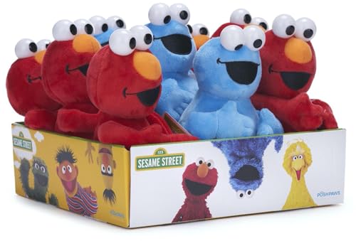 Posh Paws 37623 Sesamstraße, Elmo und Krümelmonster, 20,3 cm, Beanie, weiches Spielzeug (18 cm), Sortiment (2 Figuren zum Sammeln), Mehrfarbig von Posh Paws