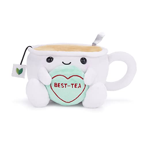 Posh Paws 37691 Swizzels Love Hearts Tiffany 'Best-Tea' Teetasse, 18 cm, weiches Spielzeug, weiß, 17,78 cm (7 Zoll) von Posh Paws