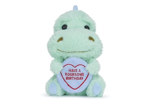 Posh Paws Swizzels Love Hearts Dash The Dinosaurier Have a Roarsome BRTHDAY!, Plüschtier, 20 cm von Posh Paws