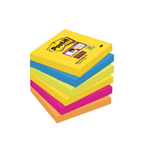 Post-it Haftnotiz 6546SR 76mm x 76mm Neongrün, Ultrablau, Ultragelb, Ultrapink, Neonorange 540 Blatt von Post-It