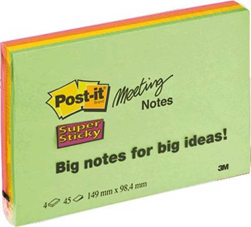 Post-it Haftnotiz 7100043257 149mm x 98mm Neongrün, Neonorange, Ultrapink, Ultragelb 180 Blatt von Post-It