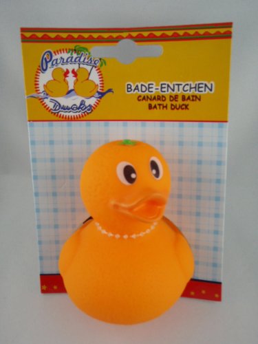 Postler - 577326 - Badeente, Quietscheente, Süsse Früchtchen, Orange, PVC, ca. 10cm von Postler