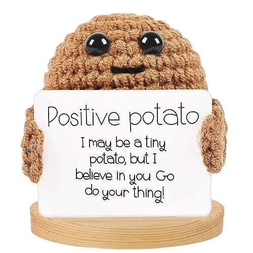 Poudya Positive-Potato, Pocket Hug Positive Kartoffel, Positive-Potato Pocket Hug Geschenk, Kreative Strickwolle Kartoffel Puppe, Viel Glück Geschenke, Motivationsgeschenke von Poudya