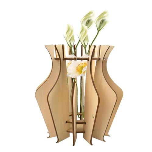Poupangke 3D-Vasen-Puzzles für Erwachsene,3D-Puzzle-Vase - 3D-Puzzle für Erwachsene,Holzpuzzle-Vase, rustikale Hochzeitsdekoration für Tulpen, Lotus-Rosen-Blumenstrauß von Poupangke