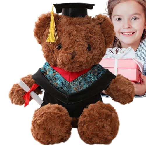 Poupangke Abschlussbär Plüsch, Abschluss -Stofftier - Sammlerpuppe Soft Throw Pillow,Graduation Plüschbär Stofftiere mit und Kleidung für Freunden Verwandte College High School Party von Poupangke