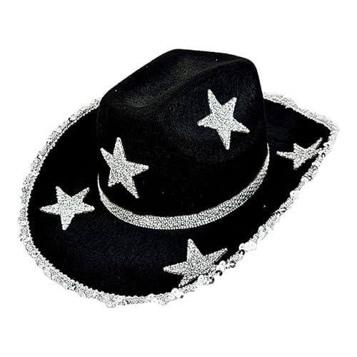 Poupangke Bling Cowboy-Hüte für Damen, Western-Cowgirl-Hut - Filz-Stern-Cowboyhut für Damen,Bunter Cowgirl-Hut, Halloween-Kostüm für Feier, Tanz, Hochzeit von Poupangke