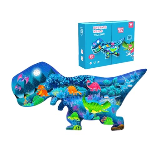 Poupangke Dinosaurier-Puzzles für Erwachsene,Dinosaurier-Puzzle | Leuchtendes Lernpuzzle - Bodenpuzzle für Kinder im Alter von 3–8 Jahren, 200 Teile Puzzle in Tierform, Puzzlespielzeug für von Poupangke