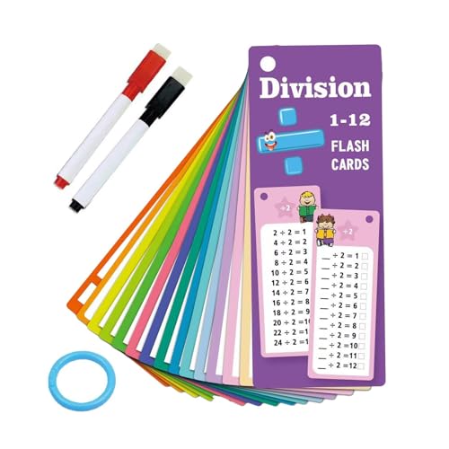 Poupangke Division Flash Cards, 15X Multi Math Flash Cards for Learning, Multiplication Division Flash Cards, Interactive Math Practice Tool for Kids Boys and Girls von Poupangke