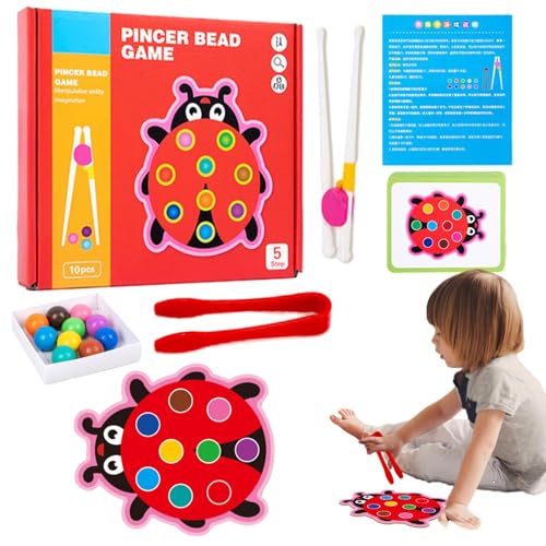 Poupangke Holzperlenspiel, Holzbrettperlenspiel | Spielzeug Perlenspiel Steckbrett,Lernspielzeug, Clip-Perlen-Puzzle, Vorschul-Lern-Farbsortier-Matching-Spiel für Kinder, Kleinkinder von Poupangke