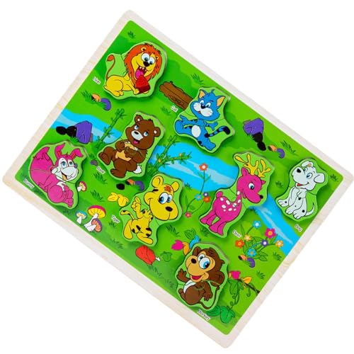 Poupangke Meerestierpuzzle aus Holz, Tierpuzzle | Tiere Puzzle Holzpuzzles - Pädagogische Tier-Anfängerpuzzles für Kinder, Kinder, Mädchen von Poupangke