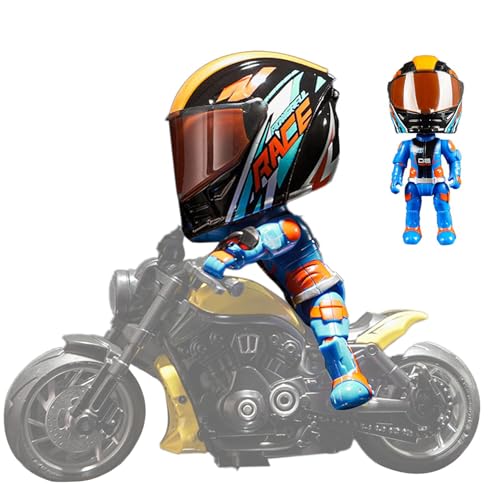 Poupangke Motorrad-Actionfigur, Motorrad-Spielzeug verwandeln - Motorradmodell-verwandelnde Puppe,Schreibtischdekoration, Motorradfahrer mit beweglichen Gelenken, Q-Version, Sammelfiguren für Kinder von Poupangke