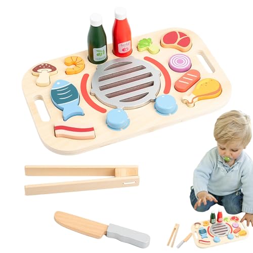 Poupangke Rollenspiel-Küchenspielzeug, Kleinkind-Rollenkochspielzeug - Küche Spielen Holz Essen Cartoon Spielzeug,Kinder im Alter von 3 bis 5 Jahren, frühes Lernspielzeug, Küchenspielset für von Poupangke