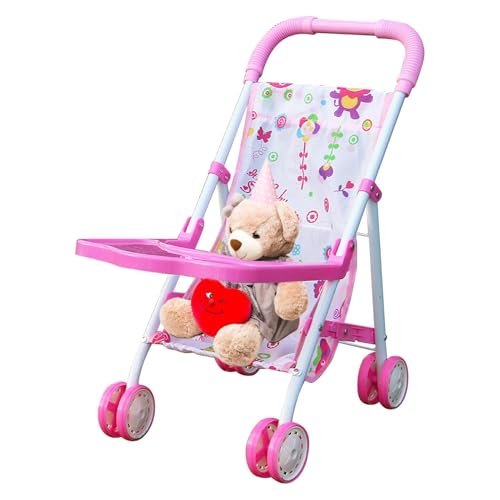 Poupangke Spielzeug Kinderwagen - Kinderwagen mit unterem Korb für Kinder | Kleid Mädchen Kinderwagen, Alter 3+ Kinder Geschenk Spielzeug Mädchen Puppe Zubehör, Mädchen Spielzeug von Poupangke