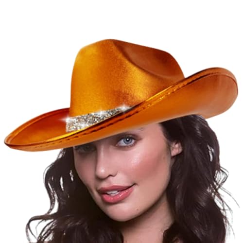 Western-Cowboyhut | Filz, Cosplay, Glitzer, Disco-Outfit, stilvoller Western-Cowboyhut für Halloween, Rollenspiele für Männer, Frauen und Erwachsene von Poupangke