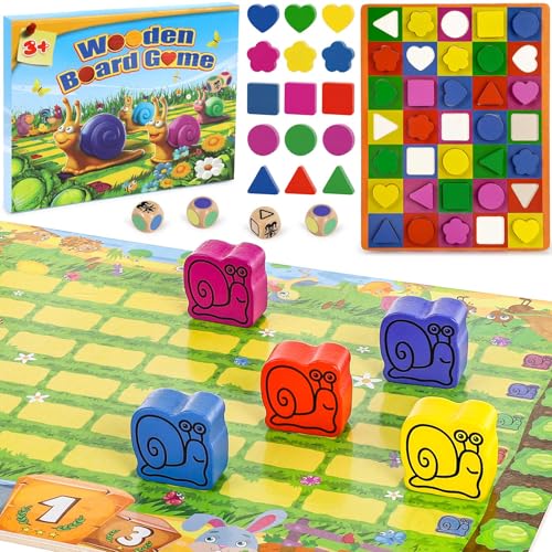 Pourbibi Holz Brettspiel - Intelligente Spiele für Kinder ab 3 Jahren - Familienspiele 1-6 Spieler von Pourbibi