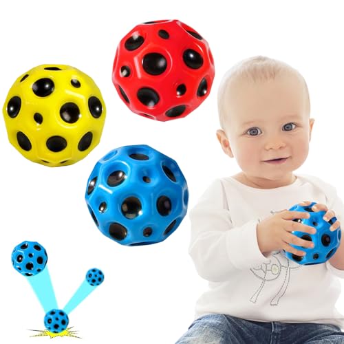 Astro Jump Ball, Big Bouncy Ball, Moon Ball 7cm, Mini Bouncing Ball Toy, Stressabbau Spielzeug,Space Ball für Partyspielem, Mini Bouncing Ball Toy, Bounce Ball Kinder(3PCS) von PousXiyor