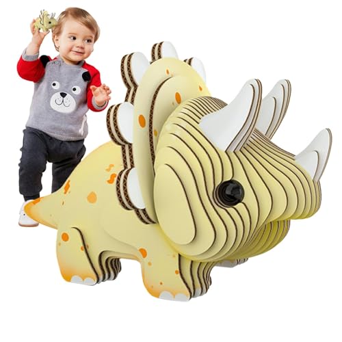 Dinosaurier-Puzzle für Kinder,Dinosaurier-Puzzle für Kinder - 3D-Tierpuzzle - Baupuzzle, Tierbausteine, Lernspielzeug, sicher für Kinder ab 6 Jahren, und Mädchen von Povanjer