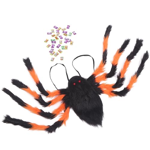 Halloween Spinnenrucksack Bunte Spinne Süßigkeitentasche Horror Plüsch Spinnendekoration Halloween Riesenspinne Rucksack Spinnenrequisiten Kostümzubehör Halloween Spinne Kostüm Für Erwachsene Kinder von Povanjer