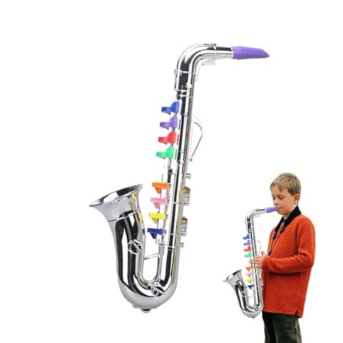 Horn-Musikinstrument, Spielzeug-Saxophon - Requisiten-Simulationsinstrumente | Musikspielzeug Saxophonmodell Multifunktionales frühes Lernspielzeug Instrumentenmodell für Mädchen Kleinkind von Povanjer