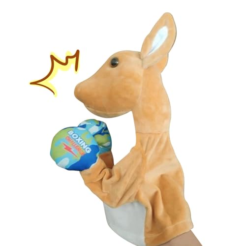 Känguru-Handpuppe,Handpuppen mit Ton, Känguru-Kuscheltierspielzeug, Tierhandpuppen mit Sound für fantasievolles Rollenspiel, Geschichtenerzählen, Kinder, Erwachsene von Povanjer