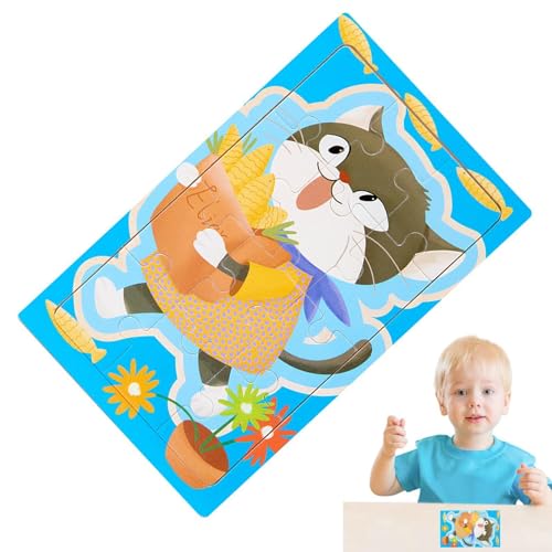 Kleinkind-Puzzles,Tier-Puzzle-Spielzeug | 12-teiliges Spielzeug-Tierpuzzle Cartoon-Puzzle aus Holz,Über 3 Jahre alte Kinder fördern die Fantasie, EIN Spielzeug für das Arbeitszimmer und den von Povanjer