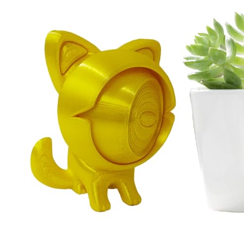 Povanjer 3D-gedruckte Katze, 3D-gedrucktes einäugiges Katzenspielzeug - Bunte Tierskulptur | Cooles 3D-gedrucktes Spielzeug mit beweglichem Auge, Chefschreibtisch-Spielzeugauto-Armaturenbrett- von Povanjer