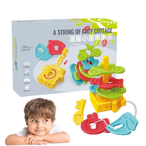 Povanjer Spielzeug zum Auffädeln, Spielzeug zum Schnüren für Kleinkinder | Cottage String Toys Lernspielzeug für ruhige Zeit - Fädelspielzeug für Kleinkinder, Kleinkindaktivitäten für Mädchen, von Povanjer