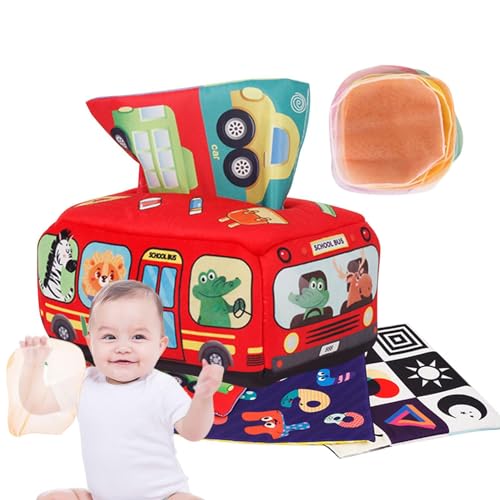 Povanjer Taschentuchbox Spielzeug, Taschentuchbox | Taschentuchbox, Schal-Spielzeug für Kinder | Knisterpapier-Spielzeug für Kleinkinder, Lern- und Lernspielzeug für Babys von 0–6–12 von Povanjer