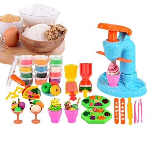 Povanjer Ton-Set Spielen,Rich Play Dough Kit - Nudelmaschine Eiscreme Party Play Food Set für Kinder Kinder Pretend Play Dough Toys von Povanjer