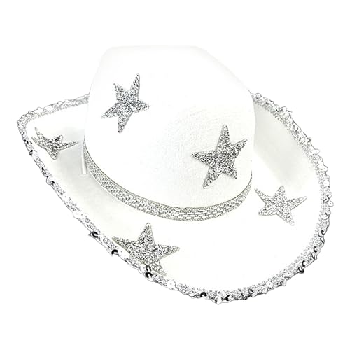 Povanjer Western-Cowgirl-Hut,Strass-Cowgirl-Hut, Strass Damen Cowgirl Hut, Bunter Cowgirl-Hut, Halloween-Kostüm für Feier, Tanz, Hochzeit von Povanjer