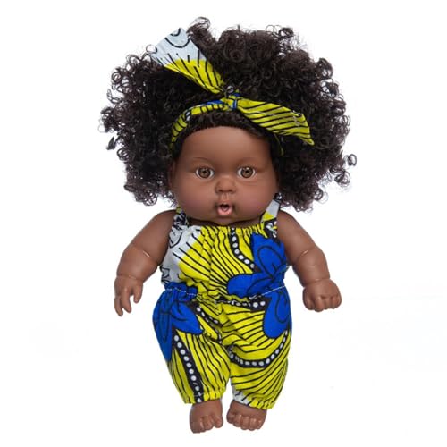 Schwarze Puppe Für Mädchen 20cm Afrikanische Babypuppen Babypuppe Schwarz Wiedergeborene Puppen Puppen Spielzeug Für Kinder Realistische Babypuppe Mädchenpuppe Reborn Baby Doll Mit Mode Dressing von Povanjer