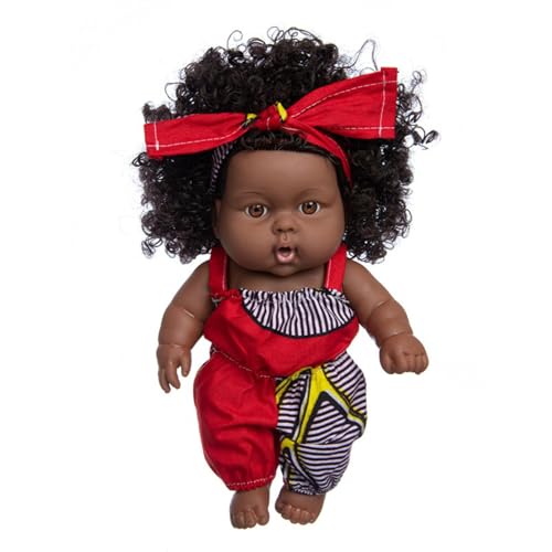 Schwarze Puppe Für Mädchen 20cm Afrikanische Babypuppen Babypuppe Schwarz Wiedergeborene Puppen Puppen Spielzeug Für Kinder Realistische Babypuppe Mädchenpuppe Reborn Baby Doll Mit Mode Dressing von Povanjer