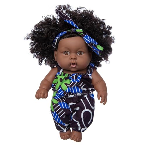 Schwarze Puppe Für Mädchen 20cm Afrikanische Babypuppen Babypuppe Schwarz Wiedergeborene Puppen Puppen Spielzeug Für Kinder Realistische Babypuppe Mädchenpuppe Reborn Baby Doll Mit Mode Dressing von Povanjer