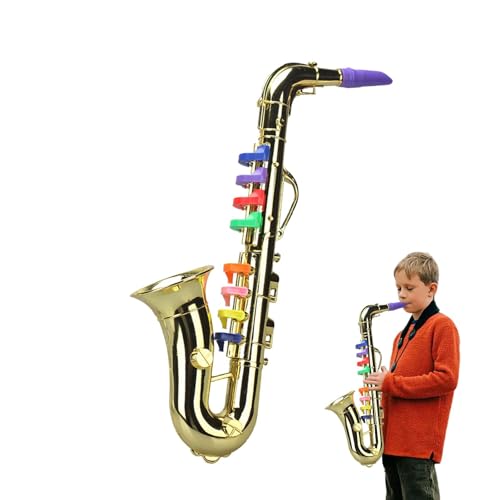 Spielzeug-Saxophon-Requisite, Horn-Musikinstrument - Requisiten-Simulationsinstrumente,Musikspielzeug Saxophonmodell Multifunktionales frühes Lernspielzeug Instrumentenmodell für Mädchen von Povanjer