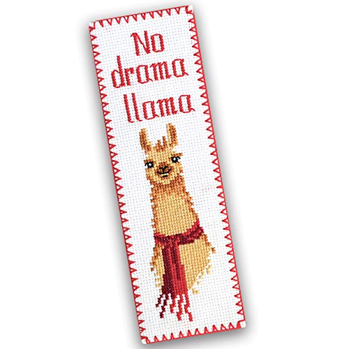 Povitrulya Kreuzstich-Set für Erwachsene oder Kinder No Drama Lama, lustiges Handstickerei-Lesezeichen-Set, Muttertagsgeschenk für Mama oder Oma von Povitrulya