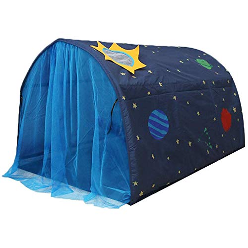 Kinderzelt für Mädchen Jungen Powcan Spielzelt für Kinder Galaxie Sternenhimmel Spielhaus Zelt Kinder Pop up Zelt mit doppeltem Netzvorhang und Tragetasche für Indoor Outdoor Spiele 140x100x80cm von Powcan